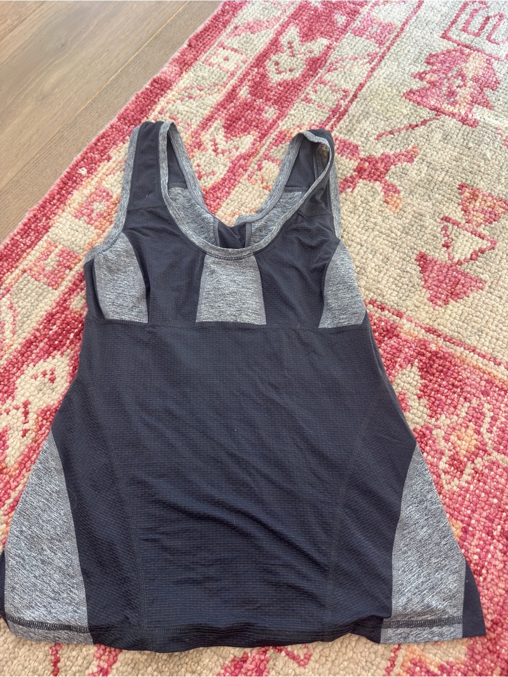 lululemon athletica Black and Gray Mesh Panel Tank Top